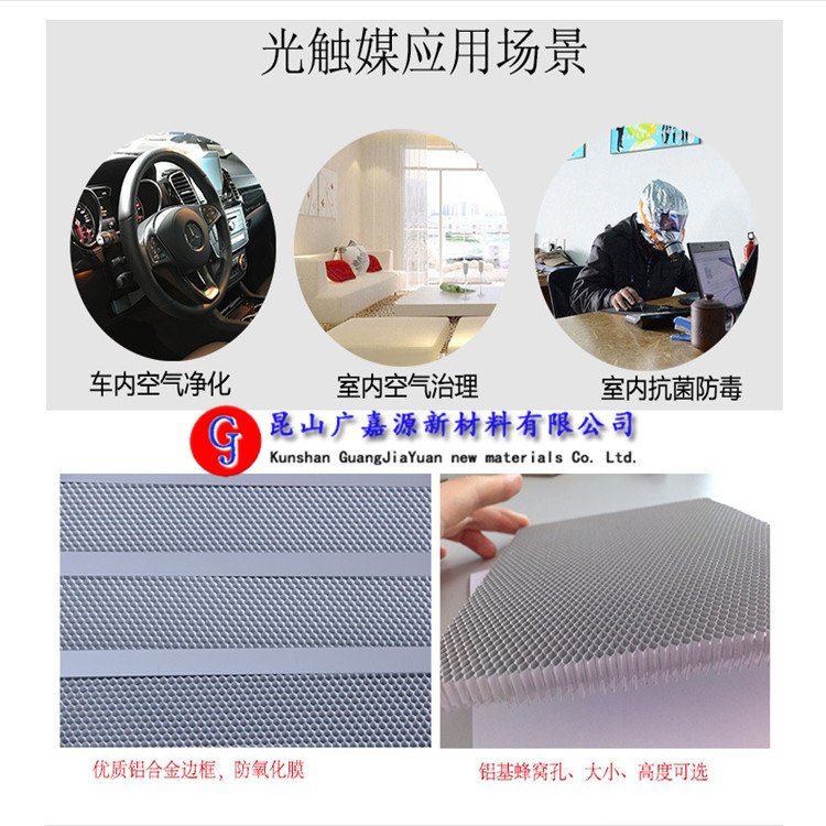 廣嘉源光觸媒網具有良好的光觸媒活性，除甲醛指數：15-25mg/m2.min。